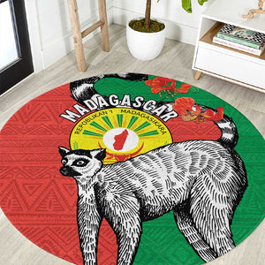 Happy Madagasikara Independence Day Round Carpet Ring-Tailed Lemur With Seal