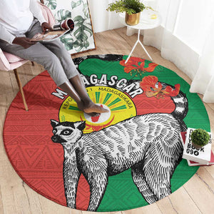 Happy Madagasikara Independence Day Round Carpet Ring-Tailed Lemur With Seal