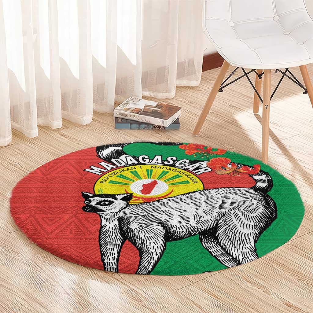 Happy Madagasikara Independence Day Round Carpet Ring-Tailed Lemur With Seal