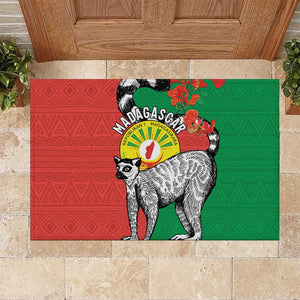 Happy Madagasikara Independence Day Rubber Doormat Ring-Tailed Lemur With Seal