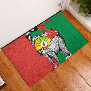 Happy Madagasikara Independence Day Rubber Doormat Ring-Tailed Lemur With Seal