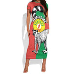 Happy Madagasikara Independence Day Short Sleeve Bodycon Dress Ring-Tailed Lemur With Seal LT15