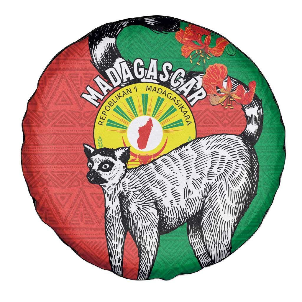 Happy Madagasikara Independence Day Spare Tire Cover Ring-Tailed Lemur With Seal