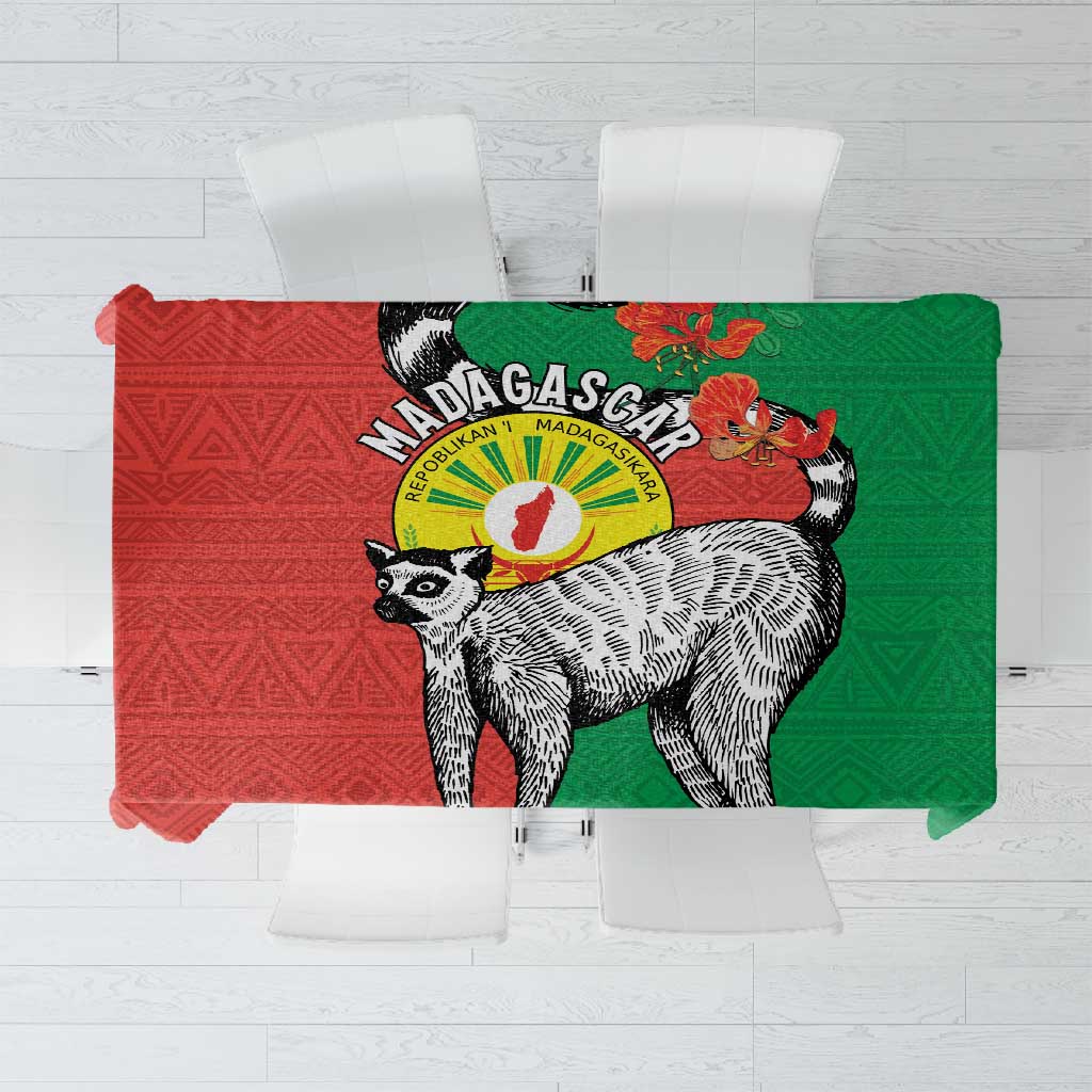 Happy Madagasikara Independence Day Tablecloth Ring-Tailed Lemur With Seal
