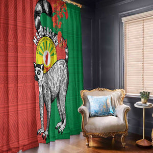 Happy Madagasikara Independence Day Window Curtain Ring-Tailed Lemur With Seal