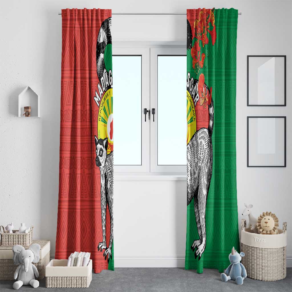Happy Madagasikara Independence Day Window Curtain Ring-Tailed Lemur With Seal