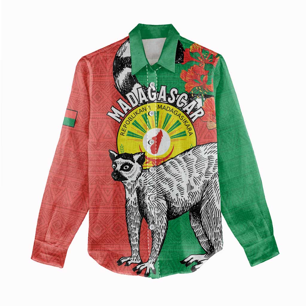 Happy Madagasikara Independence Day Women Casual Shirt Ring-Tailed Lemur With Seal