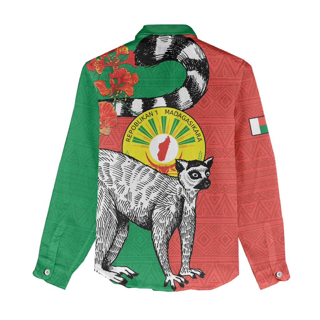 Happy Madagasikara Independence Day Women Casual Shirt Ring-Tailed Lemur With Seal