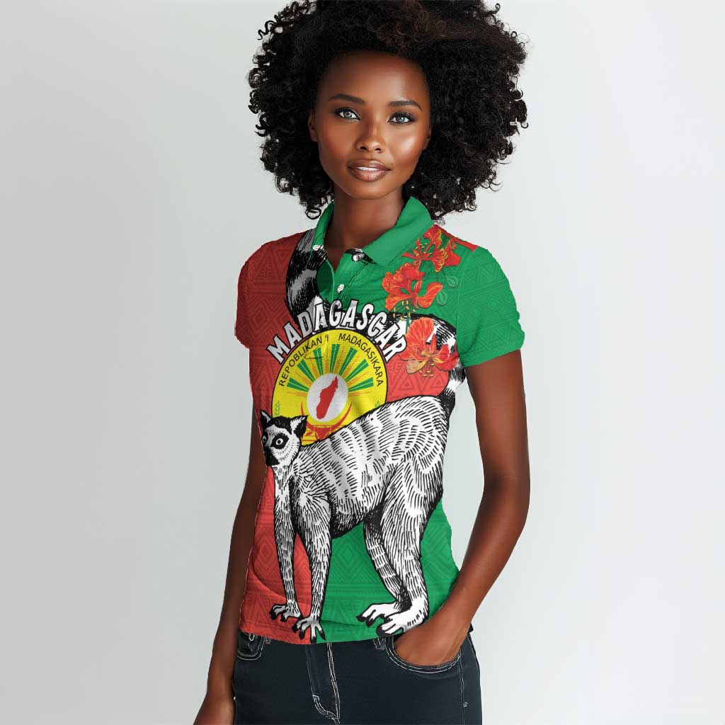 Happy Madagasikara Independence Day Women Polo Shirt Ring-Tailed Lemur With Seal