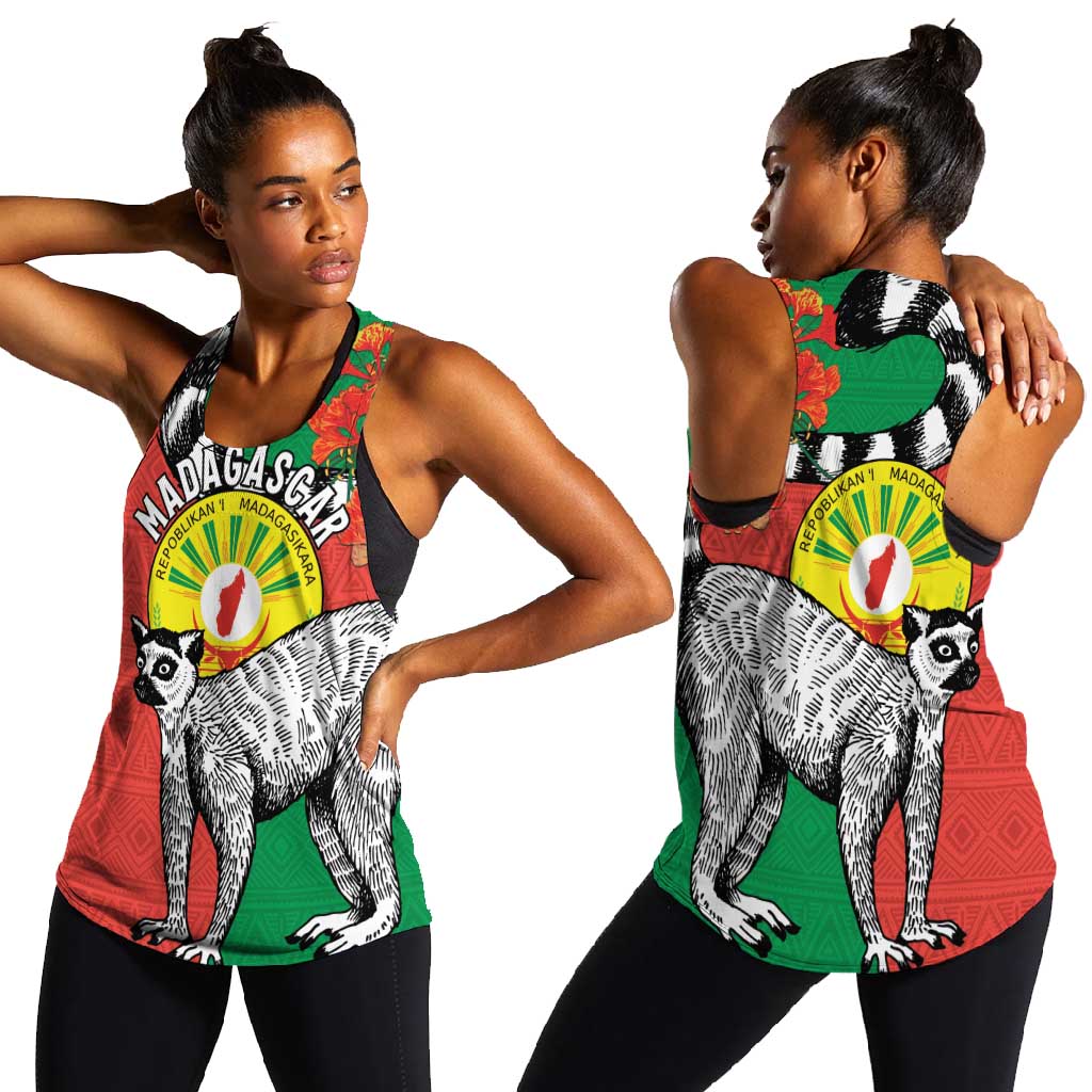 Happy Madagasikara Independence Day Women Racerback Tank Ring-Tailed Lemur With Seal