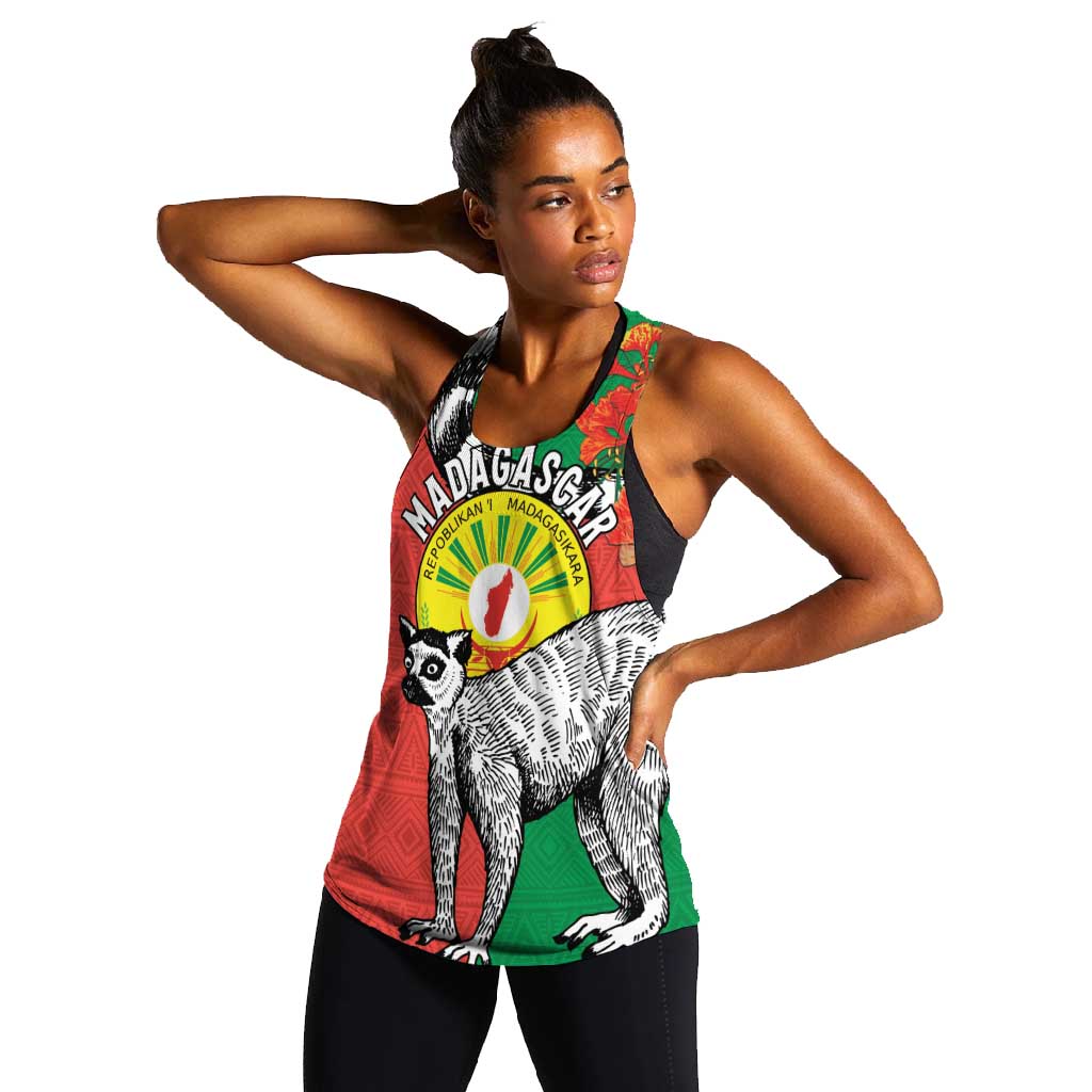 Happy Madagasikara Independence Day Women Racerback Tank Ring-Tailed Lemur With Seal