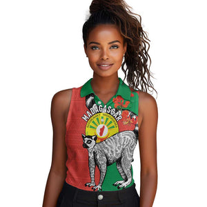 Happy Madagasikara Independence Day Women Sleeveless Polo Shirt Ring-Tailed Lemur With Seal