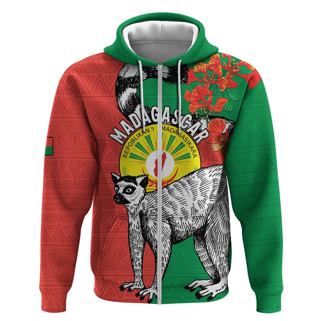Happy Madagasikara Independence Day Zip Hoodie Ring-Tailed Lemur With Seal