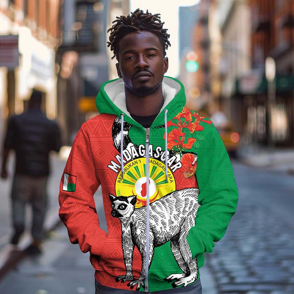 Happy Madagasikara Independence Day Zip Hoodie Ring-Tailed Lemur With Seal