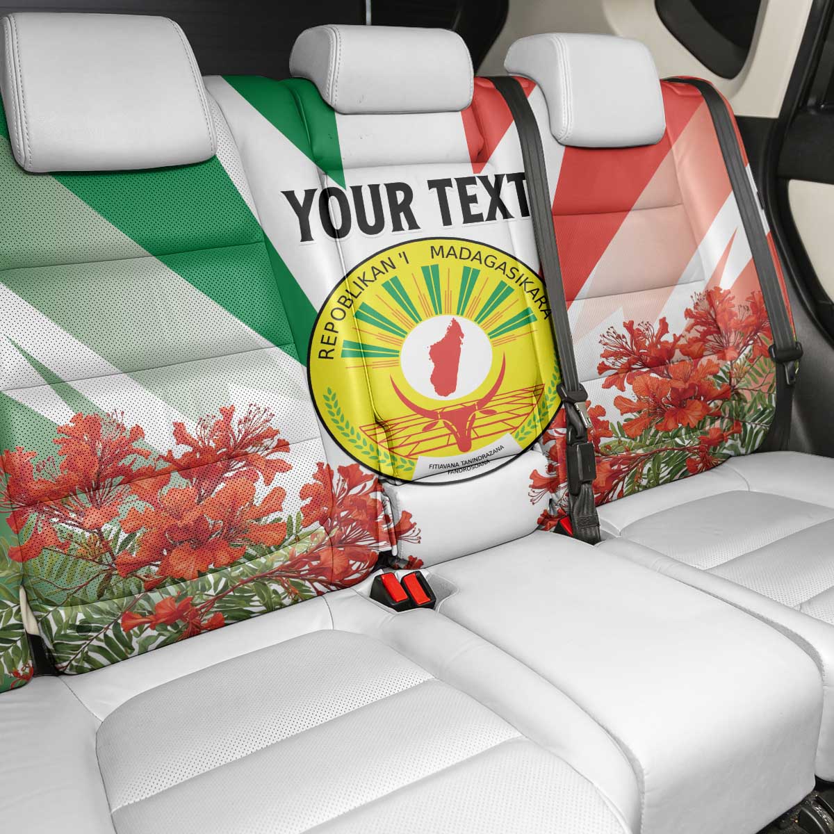 Personalized Madagasikara Back Car Seat Cover Seal With Poinciana