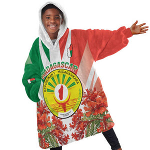 Personalized Madagasikara Kid Wearable Blanket Hoodie Seal With Poinciana