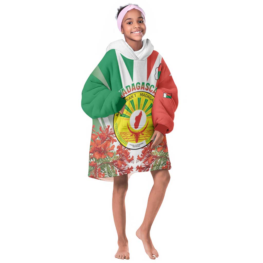 Personalized Madagasikara Kid Wearable Blanket Hoodie Seal With Poinciana