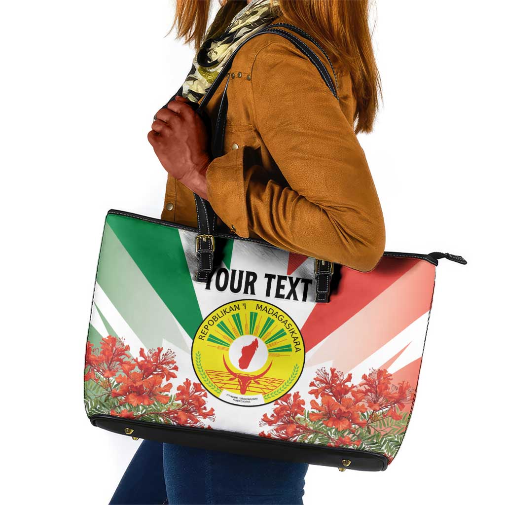 Personalized Madagasikara Leather Tote Bag Seal With Poinciana