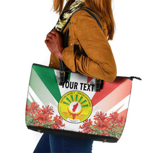 Personalized Madagasikara Leather Tote Bag Seal With Poinciana