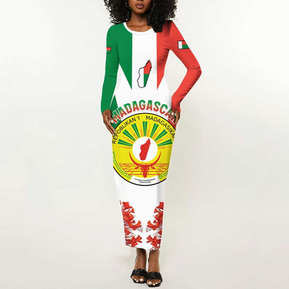 Personalized Madagasikara Long Sleeve Bodycon Dress Seal With Poinciana LT15