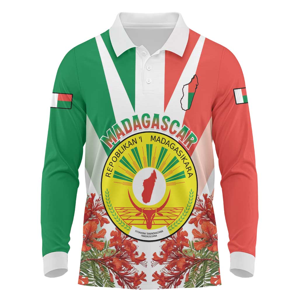 Personalized Madagasikara Long Sleeve Polo Shirt Seal With Poinciana