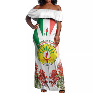 Personalized Madagasikara Off Shoulder Maxi Dress Seal With Poinciana