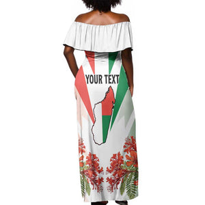 Personalized Madagasikara Off Shoulder Maxi Dress Seal With Poinciana