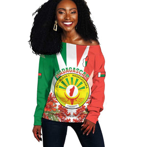 Personalized Madagasikara Off Shoulder Sweater Seal With Poinciana