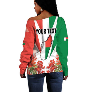 Personalized Madagasikara Off Shoulder Sweater Seal With Poinciana