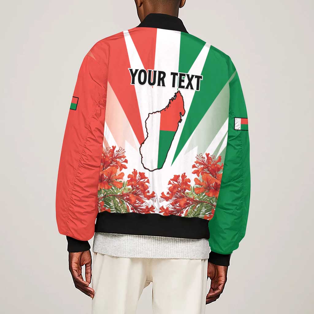Personalized Madagasikara Sleeve Zip Bomber Jacket Seal With Poinciana