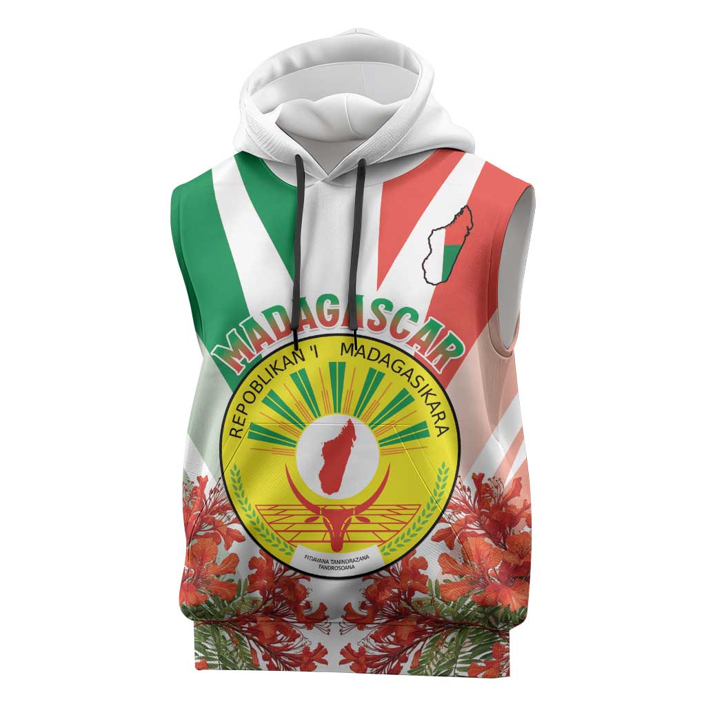 Personalized Madagasikara Sleeveless Hoodie Seal With Poinciana - African Pride