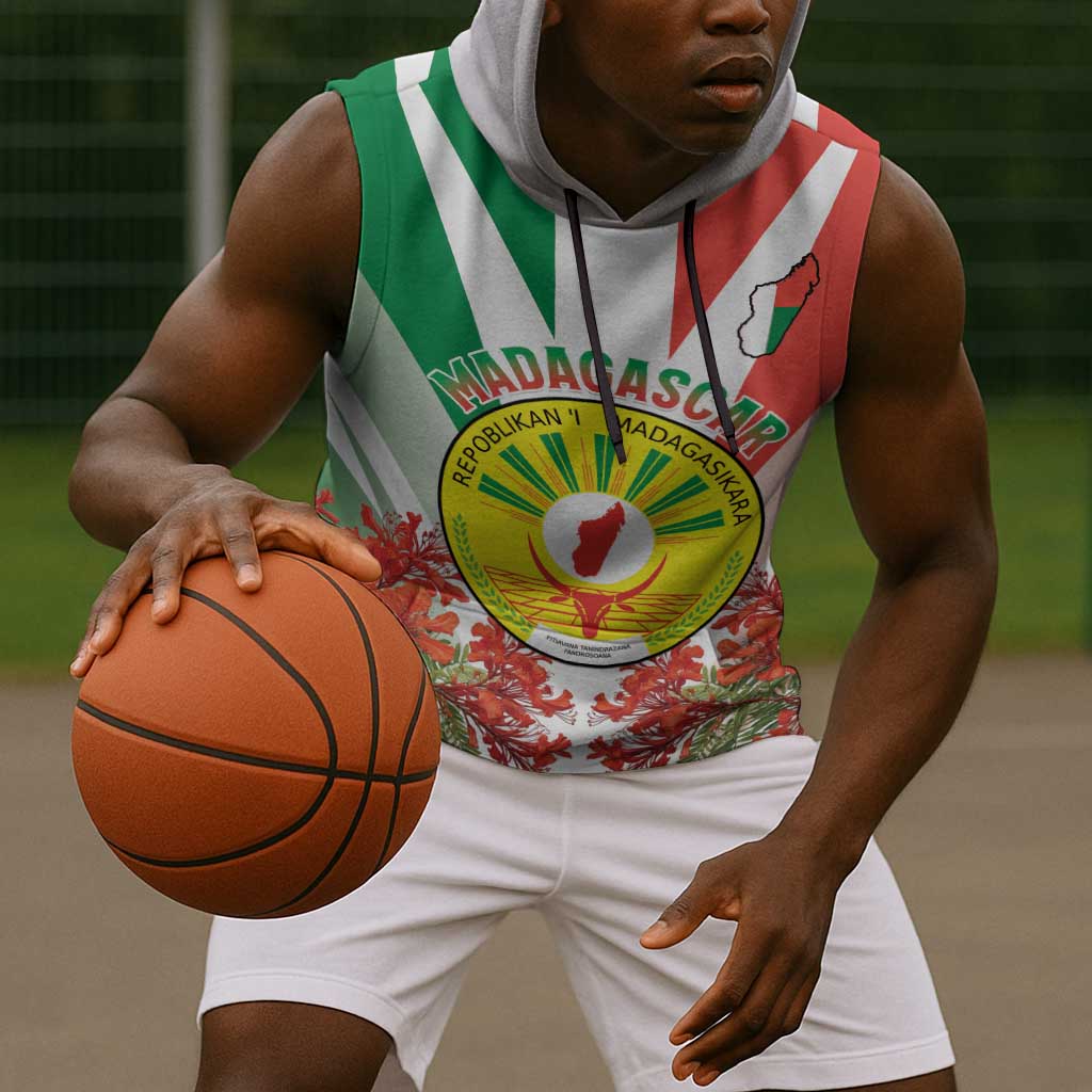 Personalized Madagasikara Sleeveless Hoodie Seal With Poinciana - African Pride