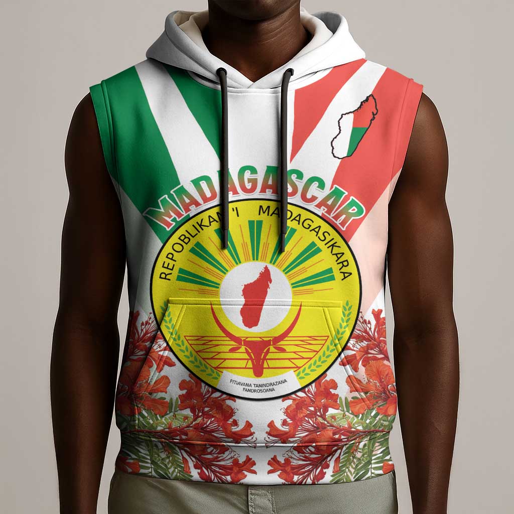 Personalized Madagasikara Sleeveless Hoodie Seal With Poinciana - African Pride