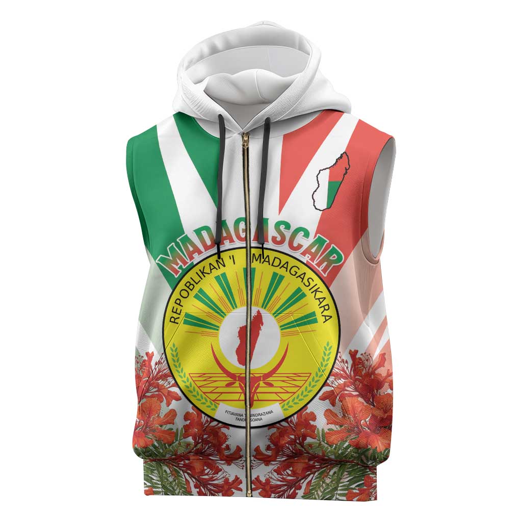 Personalized Madagasikara Sleeveless Zip Hoodie Seal With Poinciana - African Pride