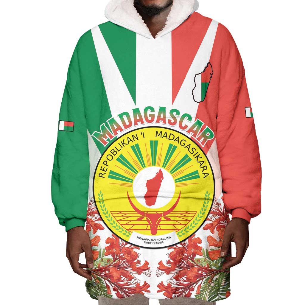 Personalized Madagasikara Wearable Blanket Hoodie Seal With Poinciana