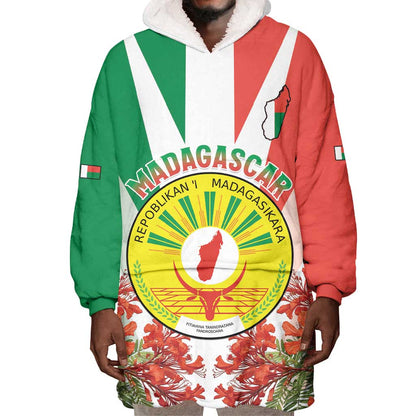 Personalized Madagasikara Wearable Blanket Hoodie Seal With Poinciana