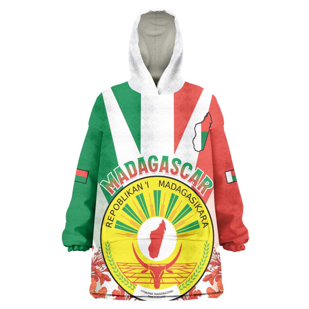 Personalized Madagasikara Wearable Blanket Hoodie Seal With Poinciana