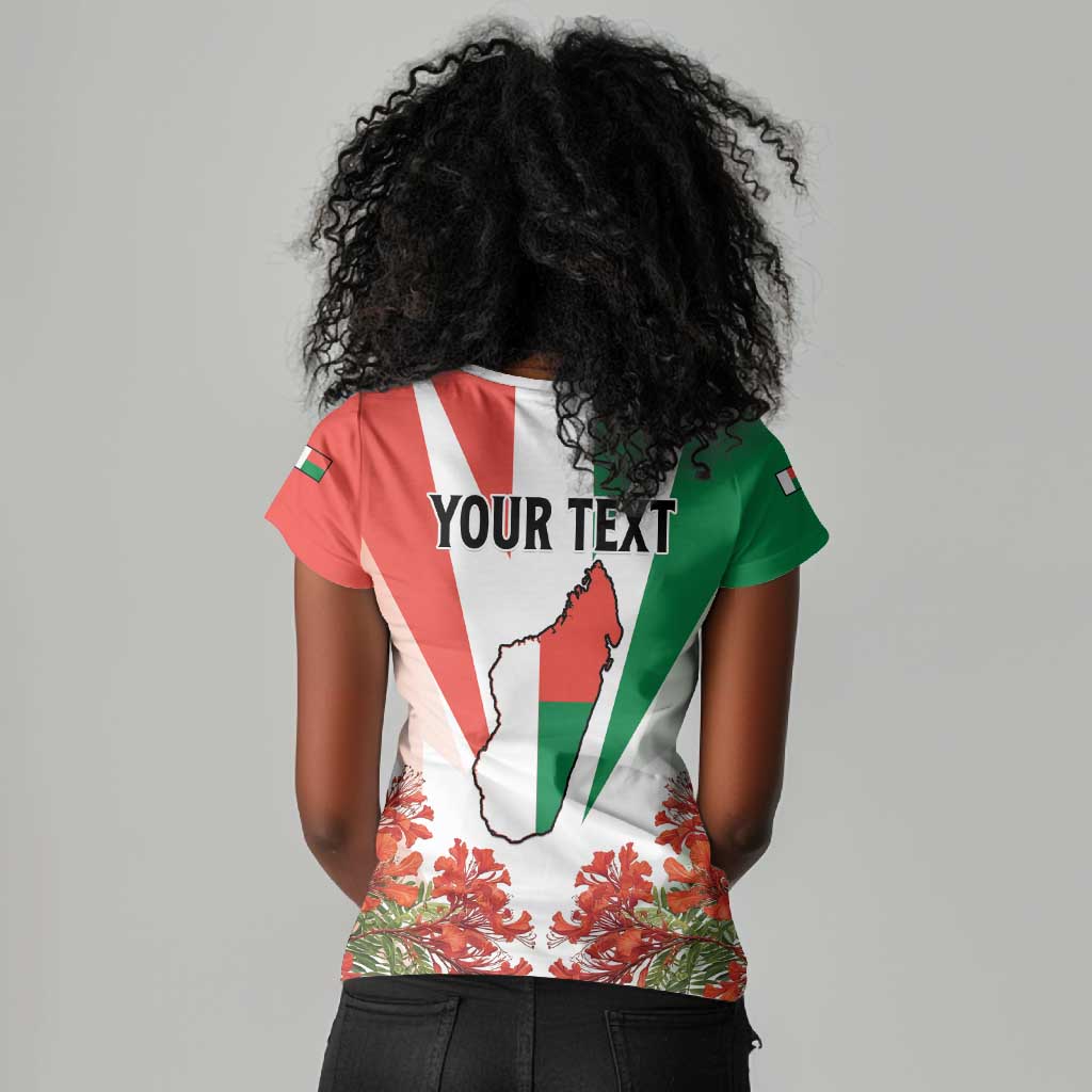 Personalized Madagasikara Women V-Neck T-Shirt Seal With Poinciana