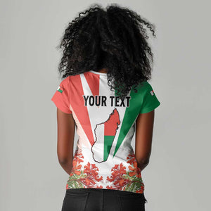 Personalized Madagasikara Women V-Neck T-Shirt Seal With Poinciana