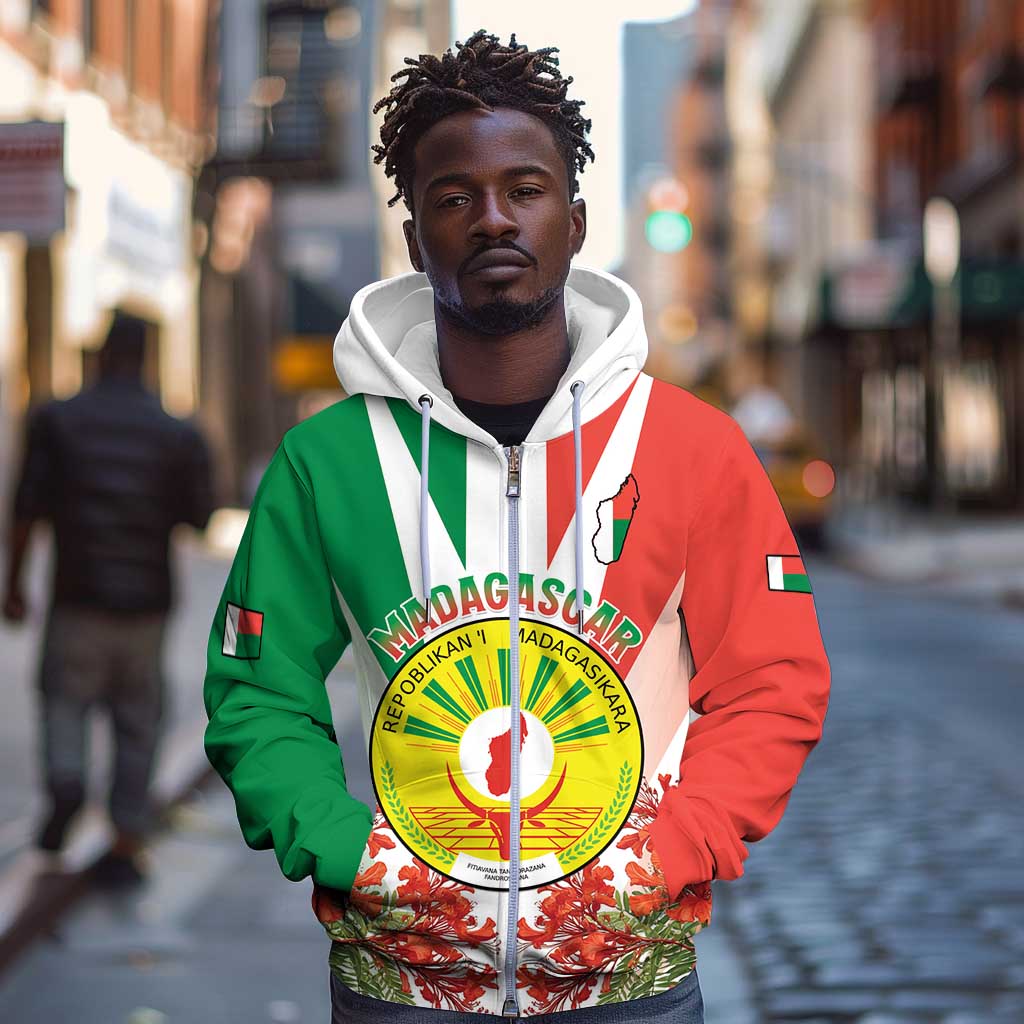 Personalized Madagasikara Zip Hoodie Seal With Poinciana