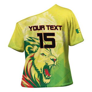 Custom Senegal Lions of Teranga Cross Shoulder Shirt Rise to Glory