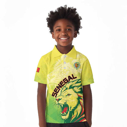 Custom Senegal Lions of Teranga Kid Polo Shirt Rise to Glory