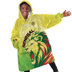 Custom Senegal Lions of Teranga Kid Wearable Blanket Hoodie Rise to Glory
