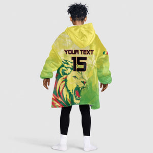 Custom Senegal Lions of Teranga Kid Wearable Blanket Hoodie Rise to Glory