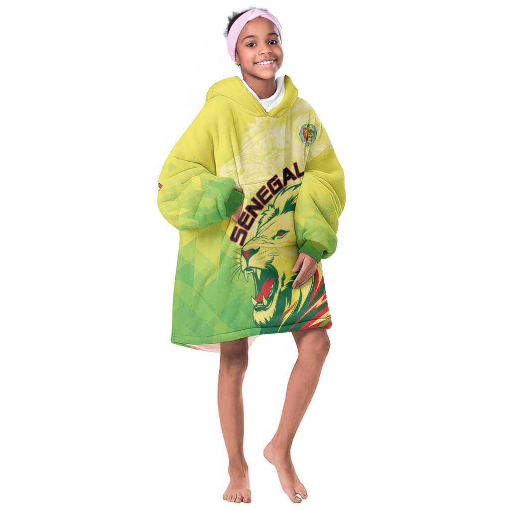 Custom Senegal Lions of Teranga Kid Wearable Blanket Hoodie Rise to Glory