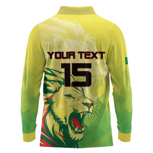 Custom Senegal Lions of Teranga Long Sleeve Polo Shirt Rise to Glory