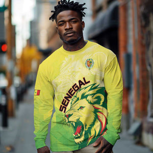 Custom Senegal Lions of Teranga Long Sleeve Shirt Rise to Glory