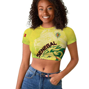 Custom Senegal Lions of Teranga Raglan Cropped T shirt Rise to Glory