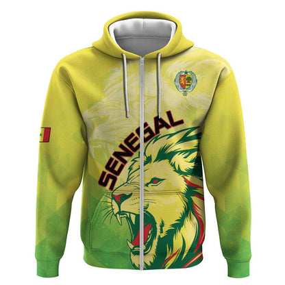 Custom Senegal Lions of Teranga Zip Hoodie Rise to Glory