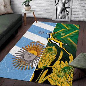South Africa and Argentina Rugby Area Rug Sporty Style